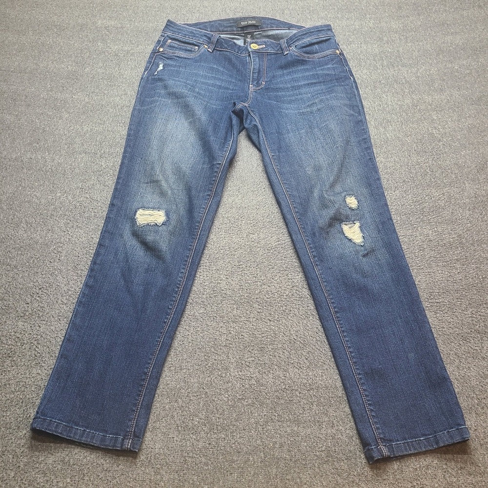 White House Black Market Crop Leg Jeans Distressed Medium Wash Women's Size 6